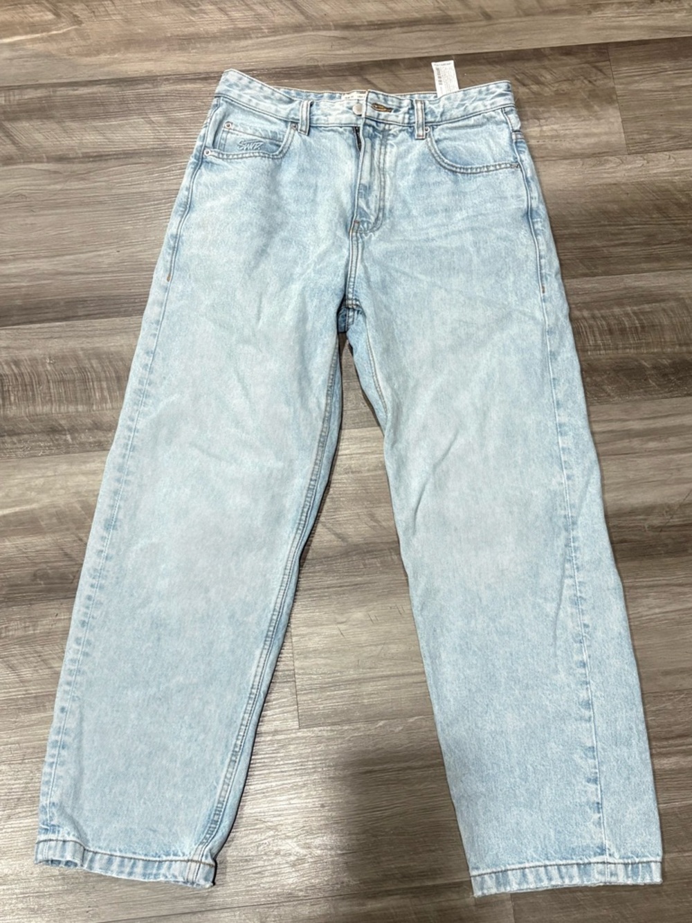 Pull&Bear Light Blue Denim Jeans with Tan Patch